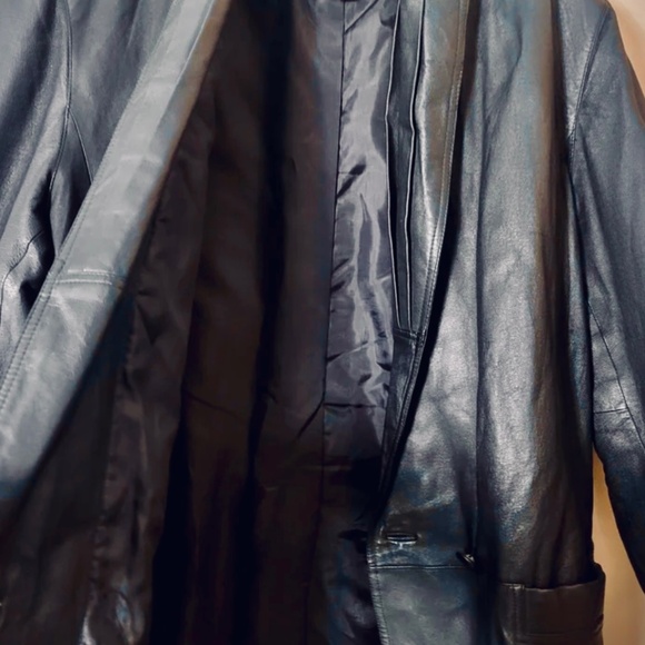 Vintage Women’s G-Ill Leather Trench Coat Jacket Full Length Retro Black Small - Picture 4 of 8